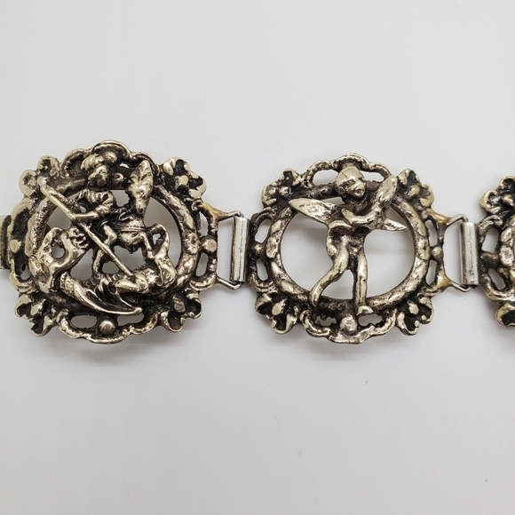 Vintage Bracelet with Cherub and Fleur De Lis - Picture 2 of 6